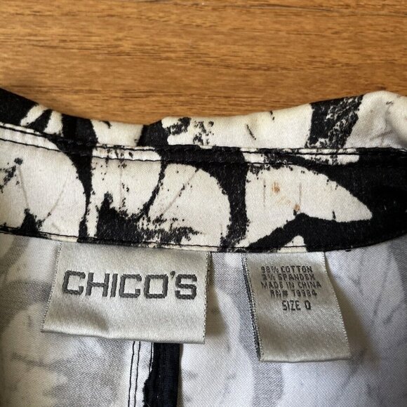 CHICO’S Women's Ombre Floral Jacket Sz S (0) Multicolor Stretch Denim Button Up - Picture 11 of 12
